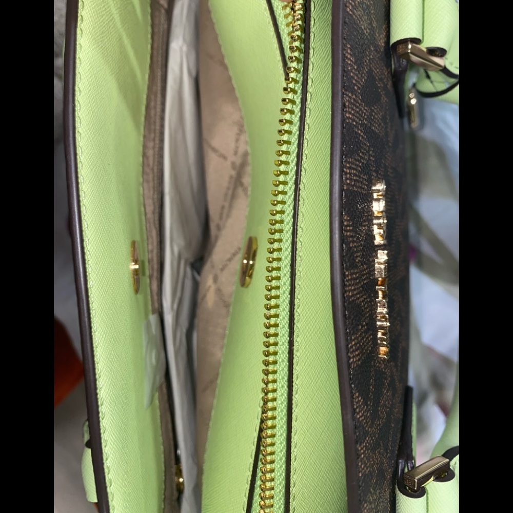 Michael Kors Light Green/Brown Satchel - Picture 10 of 10